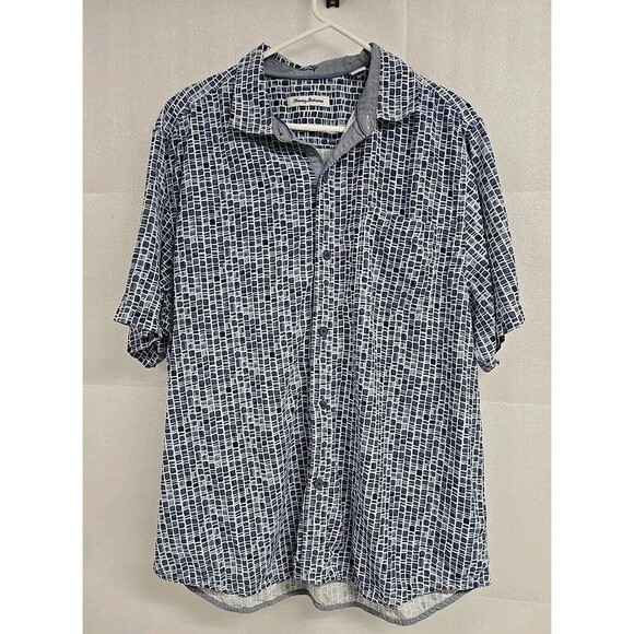 Tommy Bahama Bamboo Tiles Button Up Short Sleeve Silk Shirt Blue Men’s Size XL - Picture 3 of 10